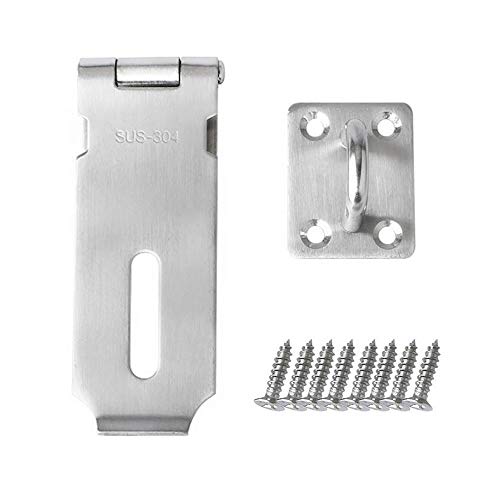 Lucchetto Hasp LMYTech Serratura Della Porta/Antifurto Serratura/Serratura Della Porta/304 in Acciaio INOX finitura/Applicare a Mobili Armadietto Cassetto Armadio e Armadio – Argento