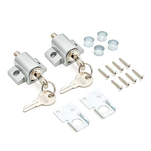 2 Pcs Silver Sliding Patio Door Lock, Sliding Door Lock for Additional Security. Supplied with Fixtures and Fittings. Universal Lock Suitable for Most Door Types.