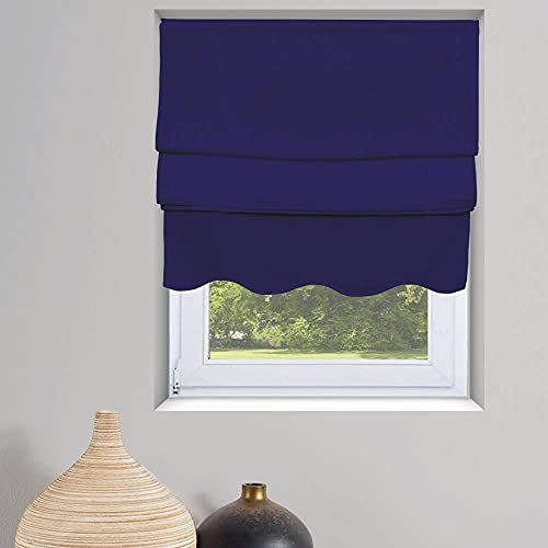 MADECOSTORE Wavy Roman Blind - Length 140 x Height 170 cm - Navy Blue