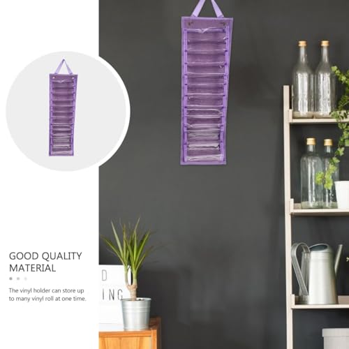 Image of EXCEART Vinyl Roll Holder over Door Hanging Rack 27.1 X 8.4 Inches Waterproof Oxford Cloth Organizer with Multiple Pockets for Vinyl Storage