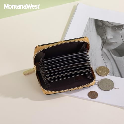 Image of Montana West Small Credit Card Holder for Women RFID Blocking Sunflower Wallet with Zipper Compact Women's Wallet Gift Idea