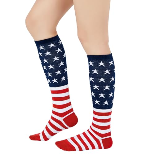Image of Century Star Knee High Socks for Women Long Tube Socks with Stripes | Soft, Skin Friendly And Stretchy, Vibrant Colors Perfect For Daily Wear, Sports, Halloween And Christmas