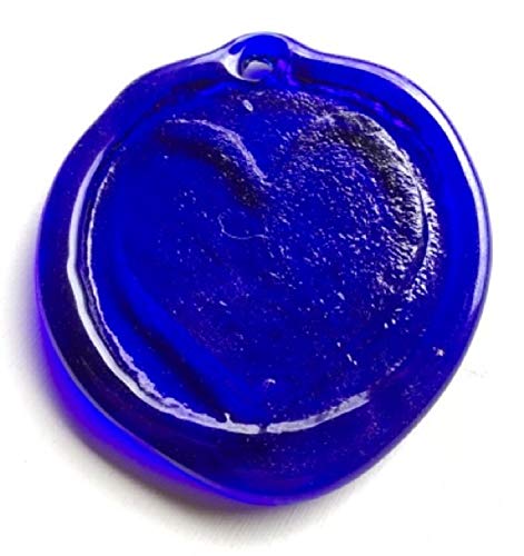 Beautiful Recycled Stamped Glass Sun Catcher Heart in Cobalt Blue Hand Made in The USA