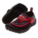 Boys Cars Lightning McQueen Water Shoes Disney Pixar Slip-On Aqua Socks Quick Dry Beach Pool Swim Shoes- Black Red Size 11-12 Toddler