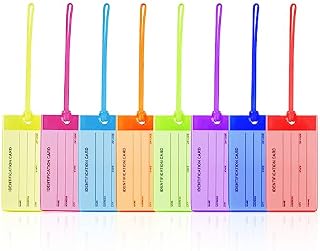 Luggage Tags, 8Pcs PVC Baggage Labels, Suitcase ID Tag Set, Handbag Tag Labels Travel Accessories for Checked Luggage, Hand Luggage and Handbags