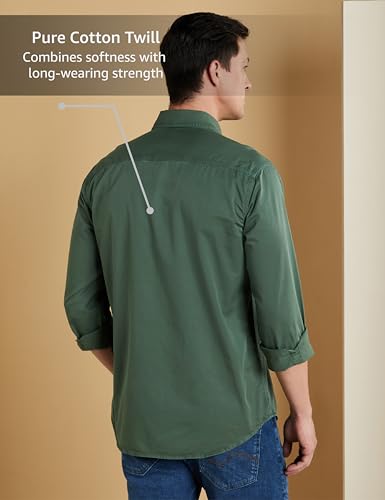 Image of Symbol Premium Men Long Sleeve Casual Washed Cotton Twill Shirt (Regular Fit)