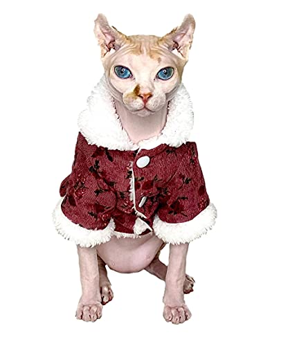 ZHIHAN Sphinx Katzenkleidung Devonshire Rex Katzenmantel haarlose Katze Herbst und Winter Dicker Mantel warme Strickjacke, Farbe 1, M Cover