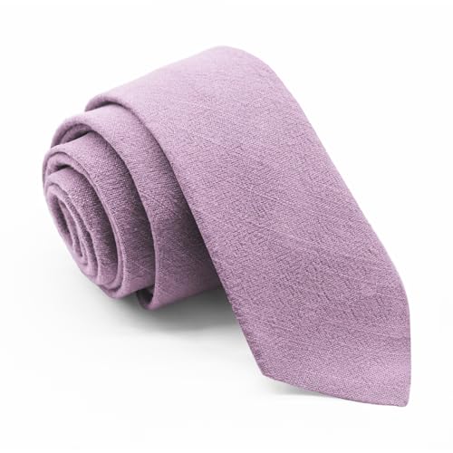 Image of Cotton Ties for Men Solid Color Skinny Tie Mens Necktie for Wedding Graduation Formal Dinner