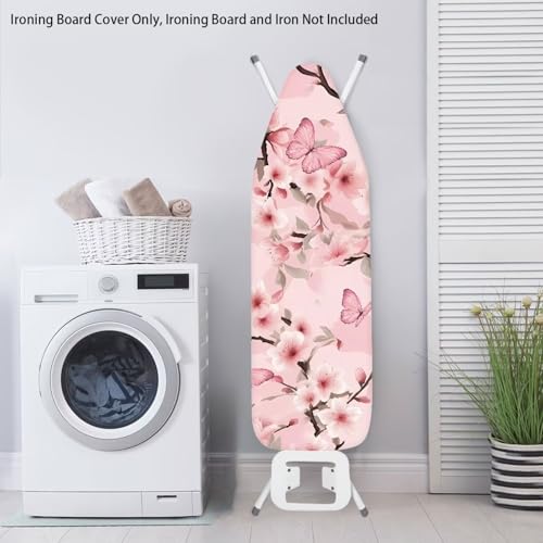 Image of Beauty Cherry Blossom Printed Ironing Board Cover, 15x54 Ironing Board Cover, Resist Scorching and Staining, Elastic Edges,Fashion Home Decor