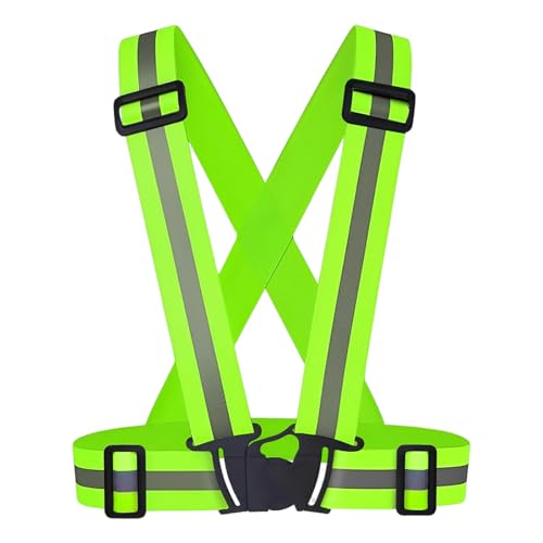 ZZHBOO 2 Bretelles Réfléchissantes Élastiques, Haute Visibilité, Sécurité pour Course Nocturne, Vélo, Adultes et Enfants, Bande Réglable 2.5cm, Jaune Fluorescent