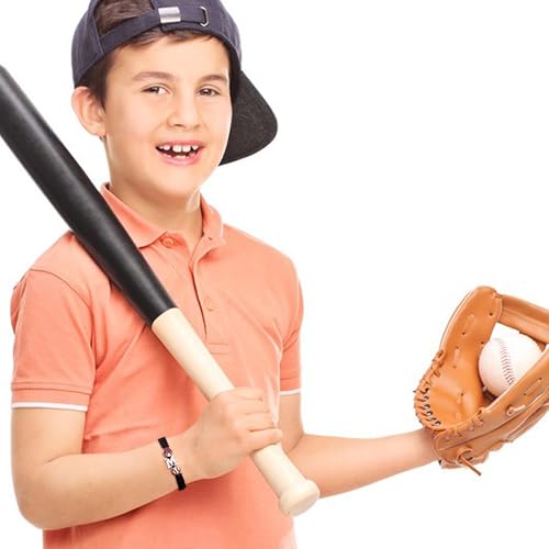 Pulsera ajustable trenzada para hombres con inicial baseball miniatura 5