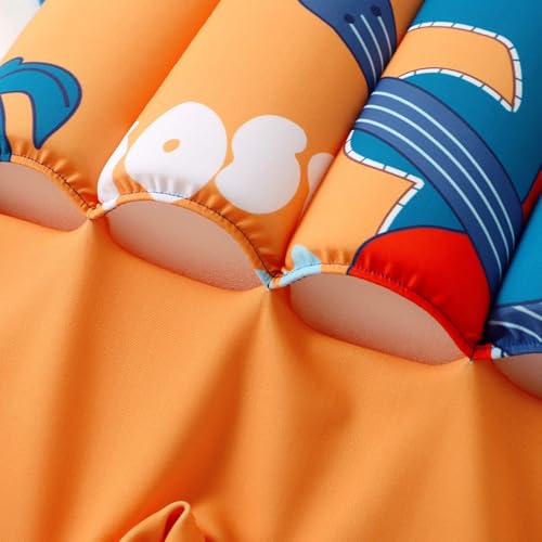 Toddler Swimsuit with Floatation Boys Girls One Piece Short Sleeve Rash Guard Buoyancy Bathing Suits Training Outfits 1-5T4