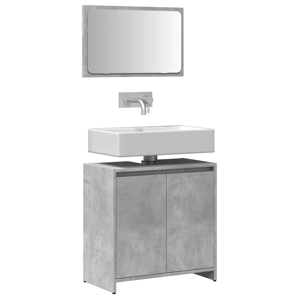Muebles de baño económicos en madera gris de hormigón juego de 2 piezas