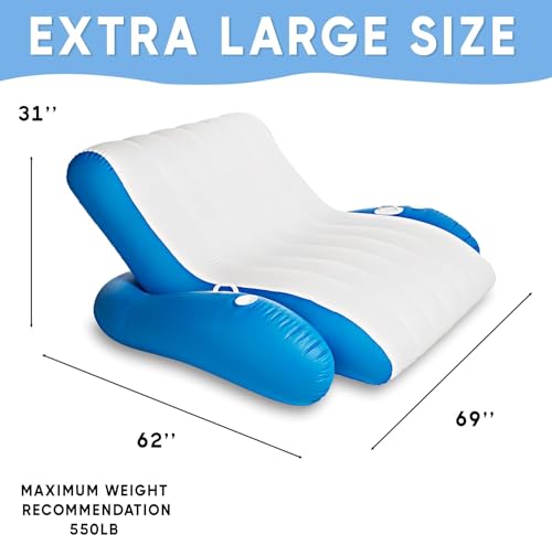 ZONETECH Inflatable Pool Recliner Luxury Float - High & Dry Duo Float, Cup Holders & Handles, Heavy-Duty Lounge for Lake Float, River Raft, Beach Chair-Perfect Lounger Gift, Pool Deals by ZONETECH - Used condition - Image 2