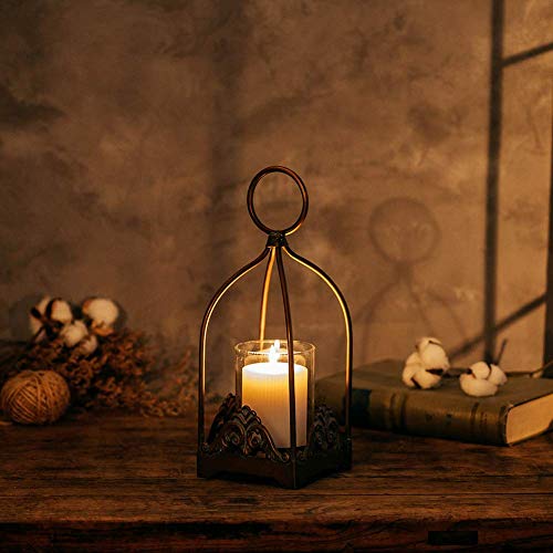 Sziqiqi Vintage Candle Lantern Decorative Hurricane Candle Holder For Pillar Candle Rustic Hanging Candleholder Set Wall Decoration Table Top Decor For Wedding, Party, Reception Centerpiece, Size S #TOP3