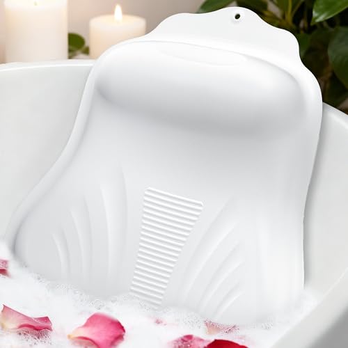 Bath Pillow for Tub, Adjustable Silicone Bathtub Pillows for Head and Neck, 0'–2.3' Neck Support,...