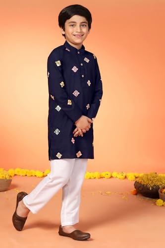 Image of Fashion Dream Boys Cotton Blend Geometric Kurta Payjama Set| Ethnic Set