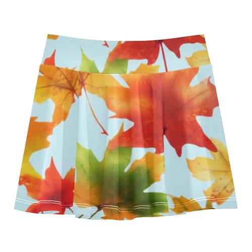 Tennis Skirts for Kids Autumn Maple Leaves Red Girls' Shorts Athletic Skorts Fun Cute Butterfly Skirt 4t