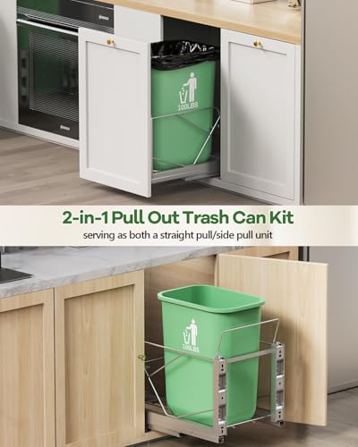 Image of Cabinet Trash Can Pull-Out Kit, Door or Base Mount, Soft-Close Slides