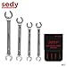 SEDY 4-Piece Flare Nut Wrench Set, Offset End Spanner Metric 9 10 11 12 13 14 15 17mm, CR-V Steel Storage Pouch Repair and Remove Nuts on Fuel Tube Hose Transmission Line
