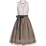 Midi Dirndl Ines in Ecru von Berwin und Wolff. Das Dirndl ist mit einer Kopfleiste zum Öffnen. Der Dirndlrock misst eine Länge 70 cm.