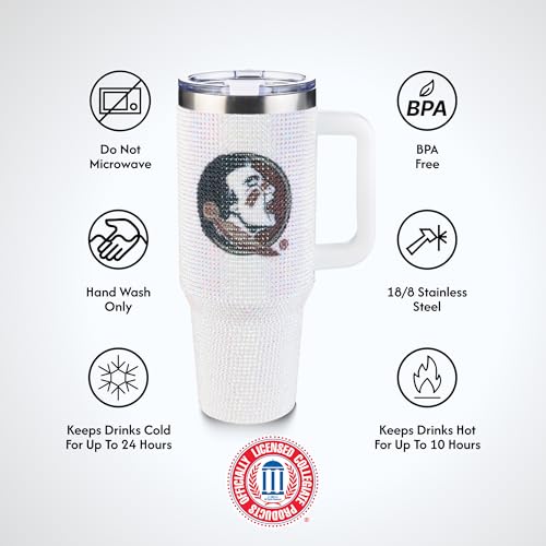 Image of The Memory Company Officially Licensed 40oz White Bling Game Day Tumbler, Florida State University