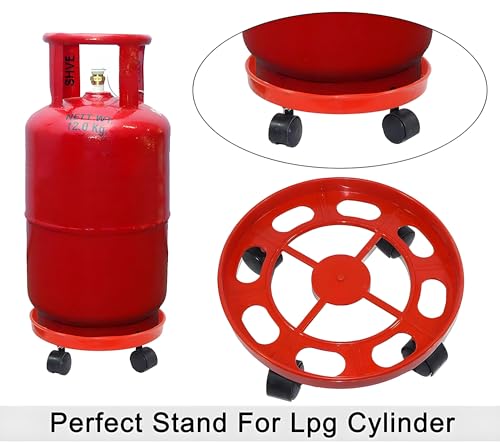 Image of Kuber Industries 2 Pieces LPG Cylinder Trolley Easily Movable Stand with Wheels Gas Cylinder Stands Gas Cylinder Trolley (Blue & Red)-KUBMART11184