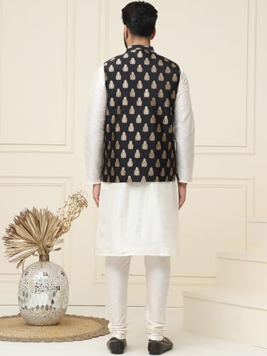 Image of SOJANYA (Since 1958 Men's Silk Blend Kurta Pyjama With Nehrujacket Set