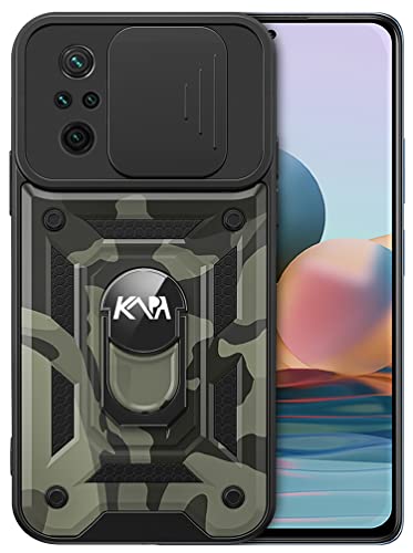 Image of Kapa Tank Back Cover for Redmi Note 10 Pro /Note 10 Pro Max, Inbuilt Ring + Slider [Military Grade Protection] Shockproof Lens Protection Case (Black)