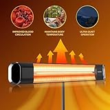 Senelux Electric Infrared Patio Heater 2000W with Tripod | IP65 Water-Resistant Radiant Heater for Indoor & Outdoor | Remote Control, Timer & 9 Heat Levels | LED Display | Portable - Image 5