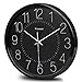 Plumeet Silent Wall Clock - 12 Inches Non-Ticking Quartz Black Clocks for Living Room - Battery Operated - Decorative Home Kitchen Office School