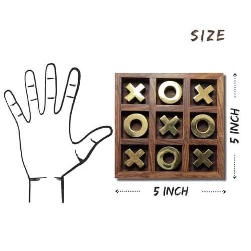 Image of STAR CRAFT Kid Wooden Tic Tac Board Game Handmade Noughts And Crosses Tik Tak Toe Pedagogical Board Wooden Zero Kata Game (Brown 1)