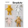 Plush Bunnies and Bear Sewing Pattern Kit, Code 9306