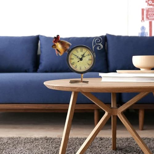 Reloj de mesa retro marrón para decoración de salón rústico 8