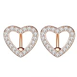 Anillos para Ombligo de Acero quirúrgico 14G, 2 Anillos para Ombligo para Mujer, corazón con circonita cúbica