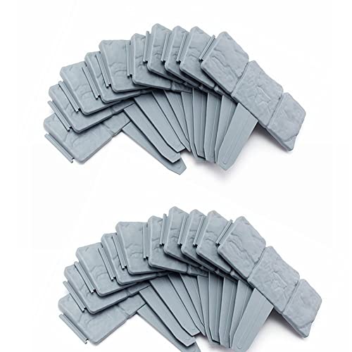 AOXHFNV Gartenzaun Kunststoff grau,Garteneinfassung in Steinoptik, Rasenkante Mähkante Palisade Garten Beet Pflanze Bordüre Gartenzaun zum Trennen von Rasen von Garten und Beeten (20 Stück) Cover