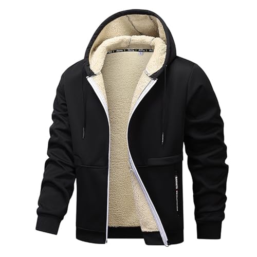 Men's Winter Coats Hunting Plush Warm Vintage Long Sleeve Fleece Lined Zip Up Thicken Sherpa Big and Tall Streetwear2