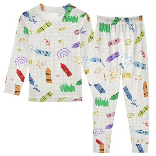 Joisal Fun Colorful Line Doodle Cotton Pajama Set 18 Months 2 Piece Pj Long Sleeve Top and Pants