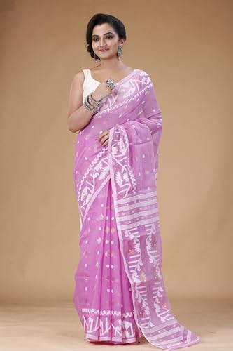 Image of OISHANI SAREE GHOR Women's Traditional Bengal Cotton Silk Soft Jamdani Saree - Authentic Design and Quality - No Blouse Piece