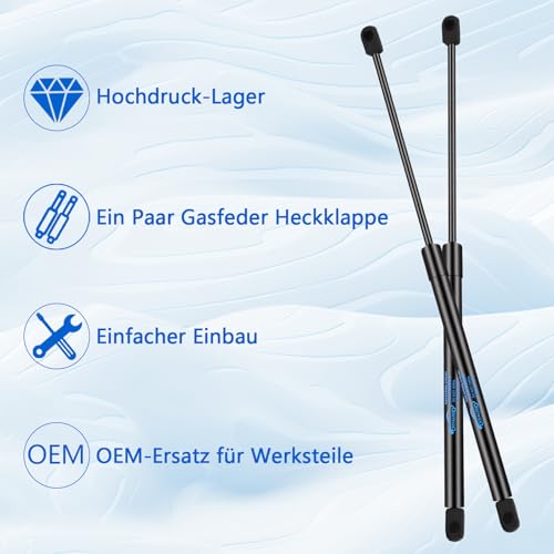 Koaudb 2x Kofferraum Dämpfer für SKODA Octavia II 1Z5 2004-2013 alle Motoren Estate Gasfeder Heckklappe Schwarz Heckklappendämpfer Kofferraum Dämpfer Gasdruckdämpfer Replace für #1Z9827550