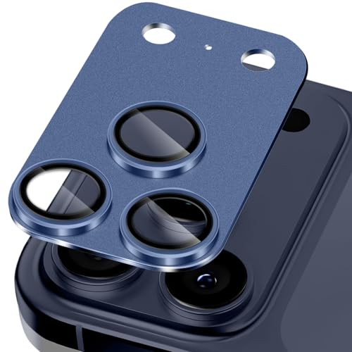 AiMaoo カメラフィルム iPhone 17 Pro専用 カメラ保護 9H強化ガラス アルミ合金 レンズカバー 超高透過率 アイフォン17プロ対応 一体型 耐衝撃 キズ防止 露出オーバー防止 気泡ゼロ カメラカバープロテクタ ブルー