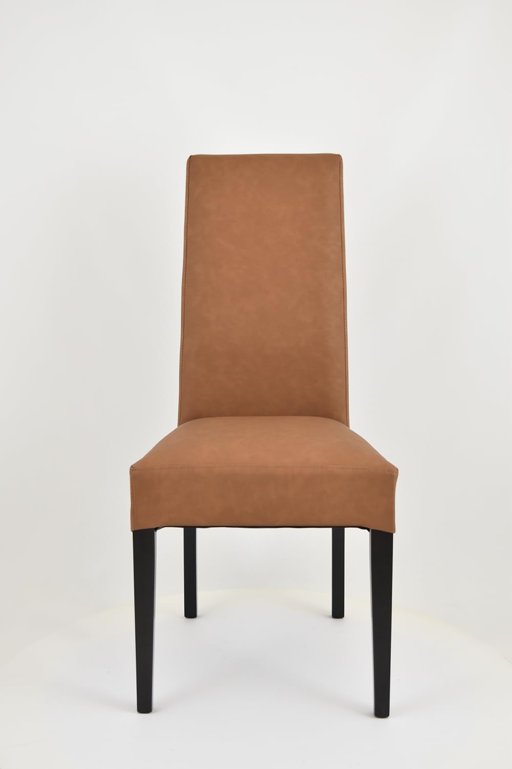 t m c s Tommychairs - Set 4 sedie imbottite modello Luisa per cucina e sala da pranzo, robusta struttura in legno di faggio wengè, seduta e schienale rivestiti in pelle artificiale color cuoio