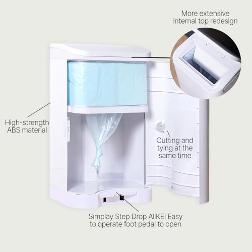 Image of ALLKEI 29L Diaper Pail White Includes 2 Magic Refill Bags, Disposal System, Odor Control Trash Can for Baby, Adult Diaper, and Pet Waste, Made of Durable ABS. (White)