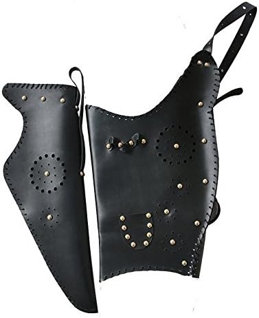 SoSoBiu Shoulder Back Quiver and Bow Holder Case Traditional Archery Quiver Set with Handmade Straps Belt for Recurve Bow, Black