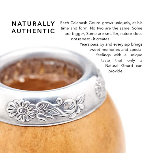 Image of BALIBETOV Yerba Mate Gourd Set - Original Natural Handmade Yerba Mate Cup from Argentina, Includes Mate Tea Cup, Bombilla (Mate Straw) and Cleaning Brush, Traditional Mate Cup Gift Set