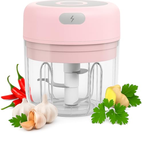 Bkk Mini Electric Chopper 250ML for Garlic Onion, USB Rechargeable Food Processor,...