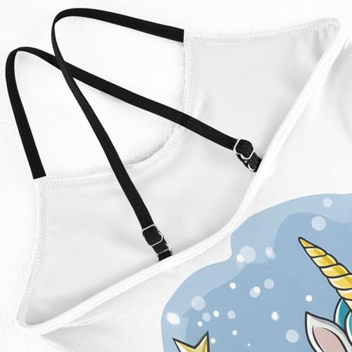 Bolaz Girls Swimsuits One-Piece Bathing Suits Multicolor Kids Sport Summer Beach Swimwear for 3-10 Years Old-Cartoon Unicorn Christmas Tree4