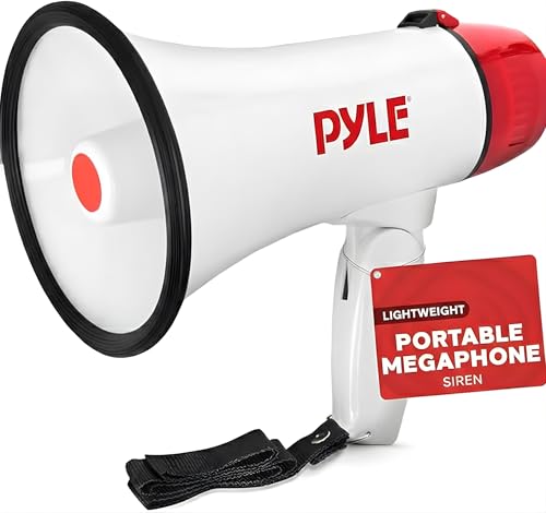 Pyle Alto-falante Megaphone PA Bullhorn – 20 watts, controle de vol ajustável com sirene integrada e alcance de 800 metros – PMP20