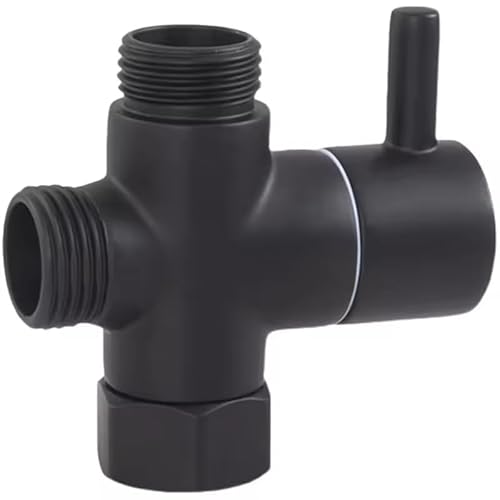 3-Way Solid Brass black Shower Arm Diverter Valve G1/2 Thread - Universal Bathroom Replacement for Handheld and Fixed Showerheads - Tool-Free Installation Leak-Proof Design