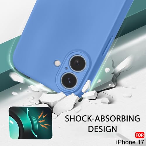 Image of TheGiftKart Liquid Silicone Back Cover Case for iPhone 17 | Soft Micro-Fibre Lining Inside | Camera & Screen Protection | Shockproof Back Cover Case for iPhone 17 (Silicone, Blue)